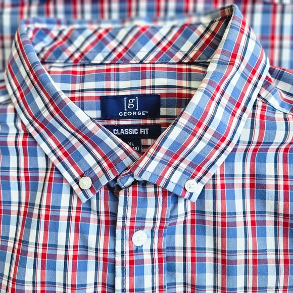 George Mens Classic Fit Button Up Short Sleeve Shirt Multi Color XL (46-48) - Picture 2 of 9